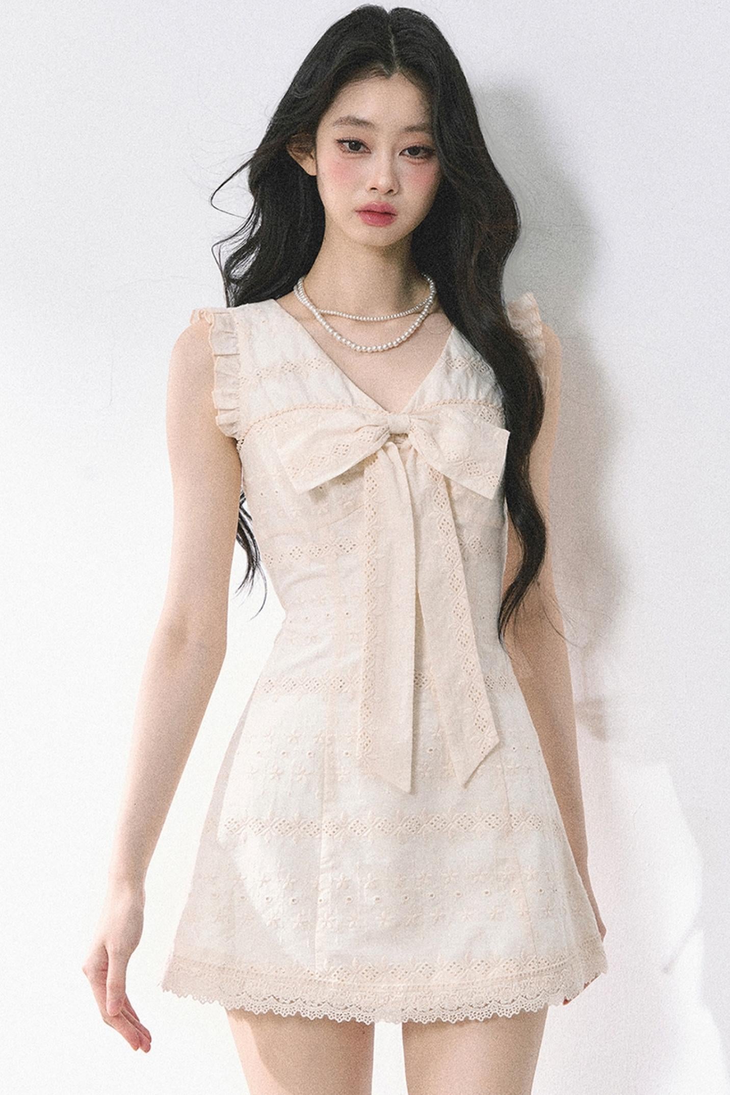 French V-Neck Lace Dress