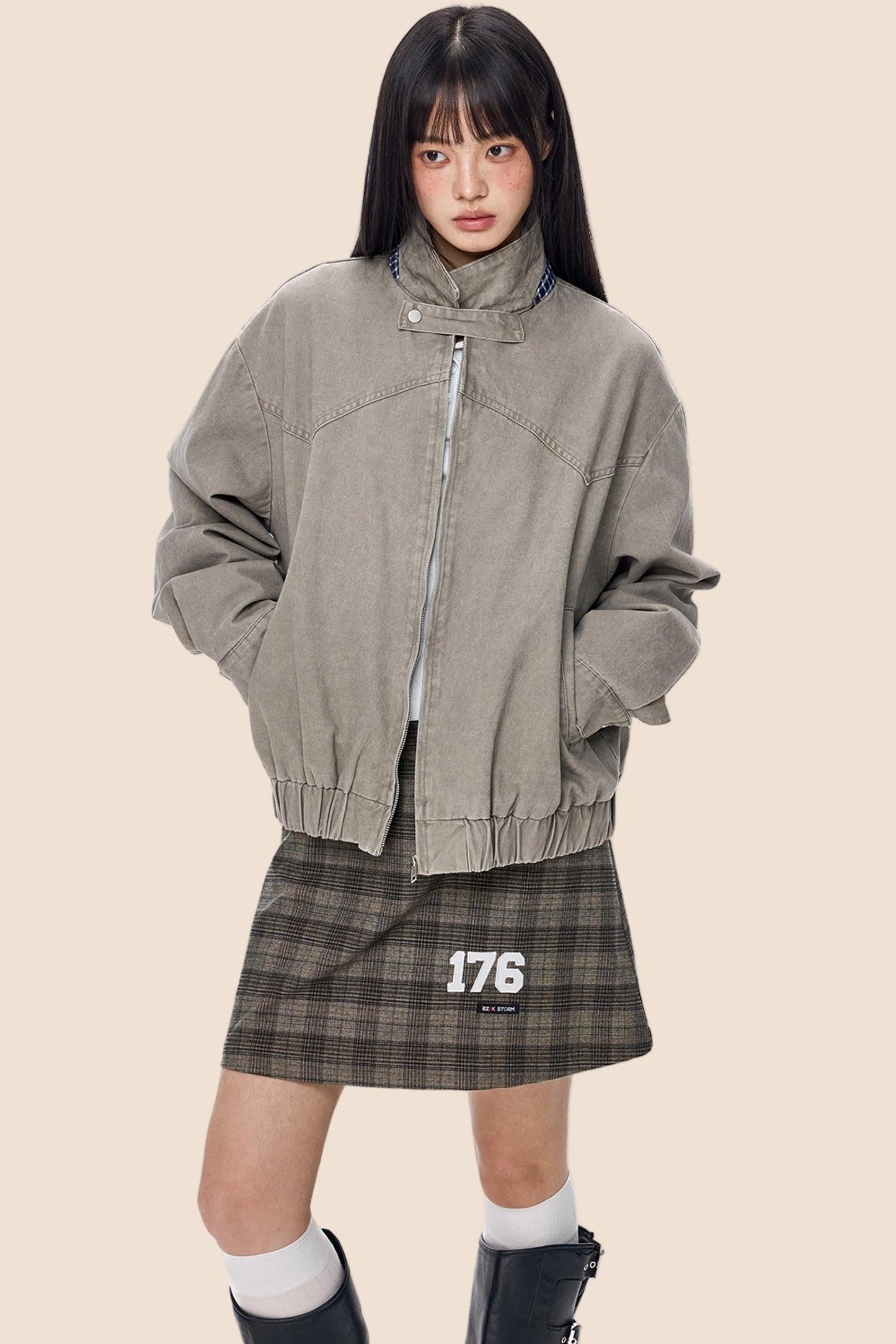 Vintage Zippered Basic Fall Jacket