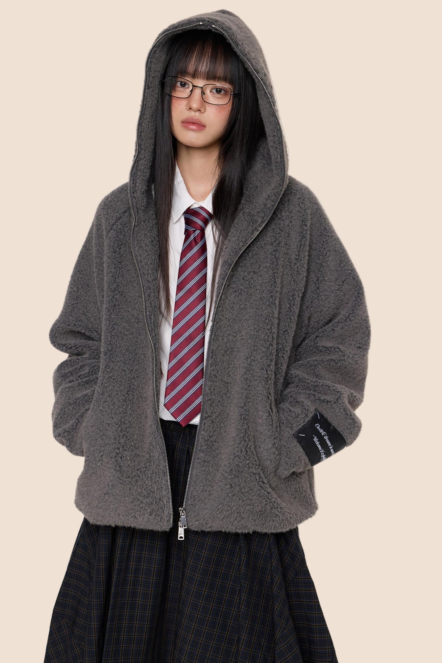 Lazy Retro Hooded Cardigan Jacket