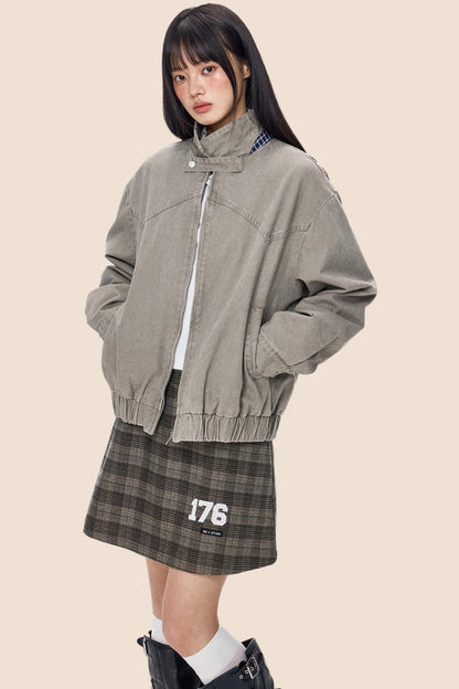 Vintage Zippered Basic Fall Jacket