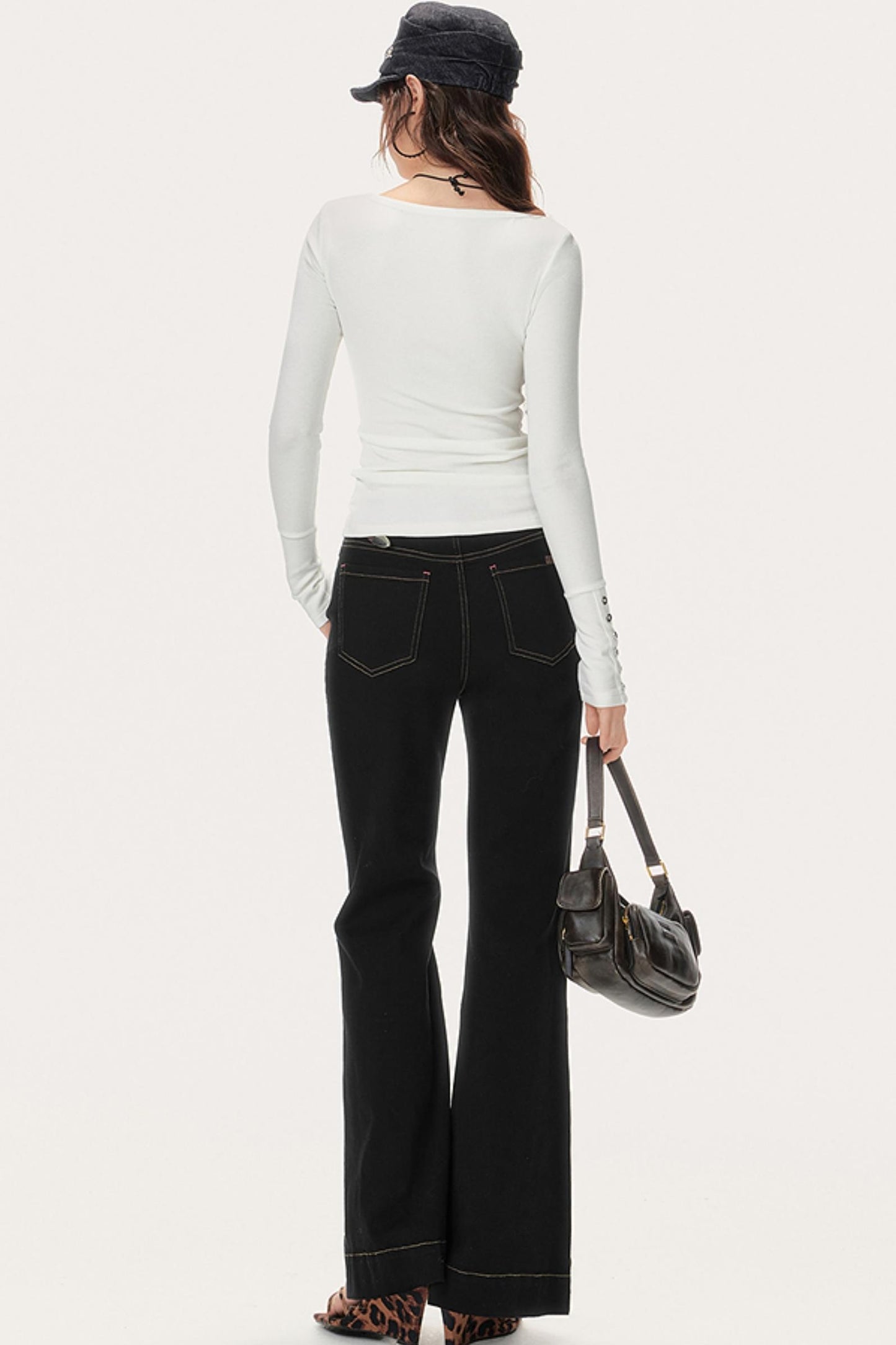 Slim Fit High-Waisted Bootcut Jeans
