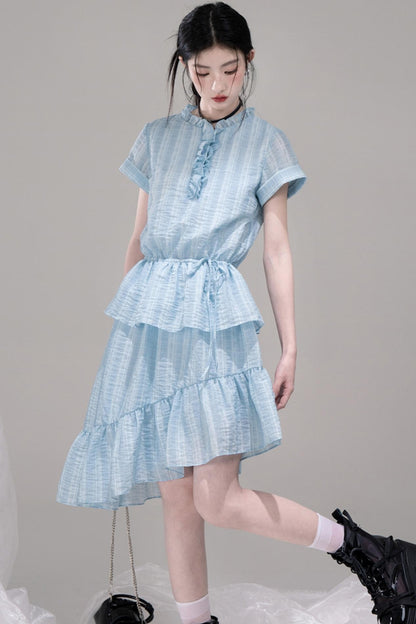 Asymmetric Ruffle A-Line Dress