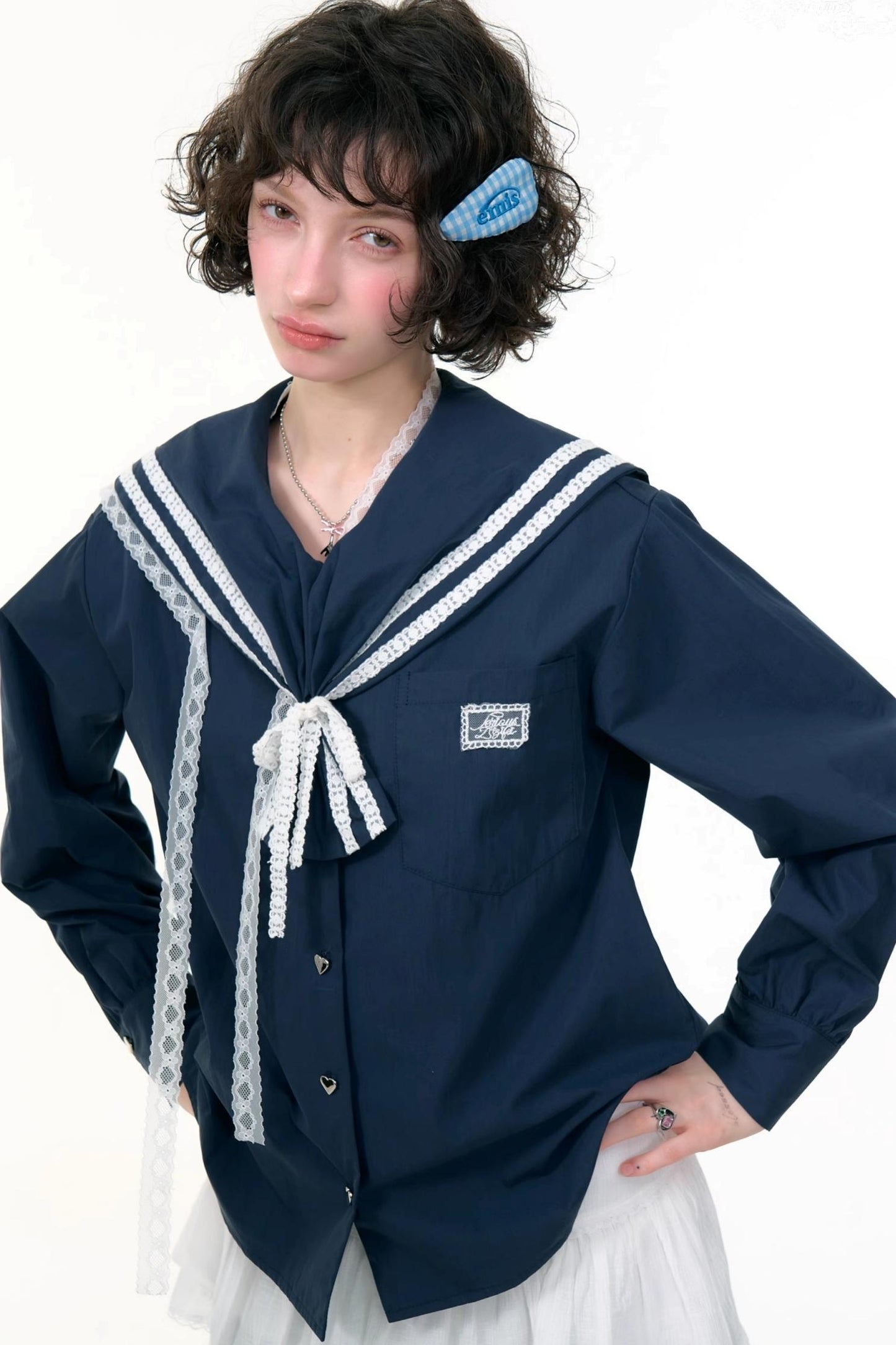 Design Sense Collar Belt Shirt