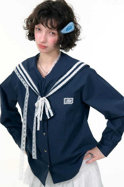 Design Sense Collar Belt Shirt