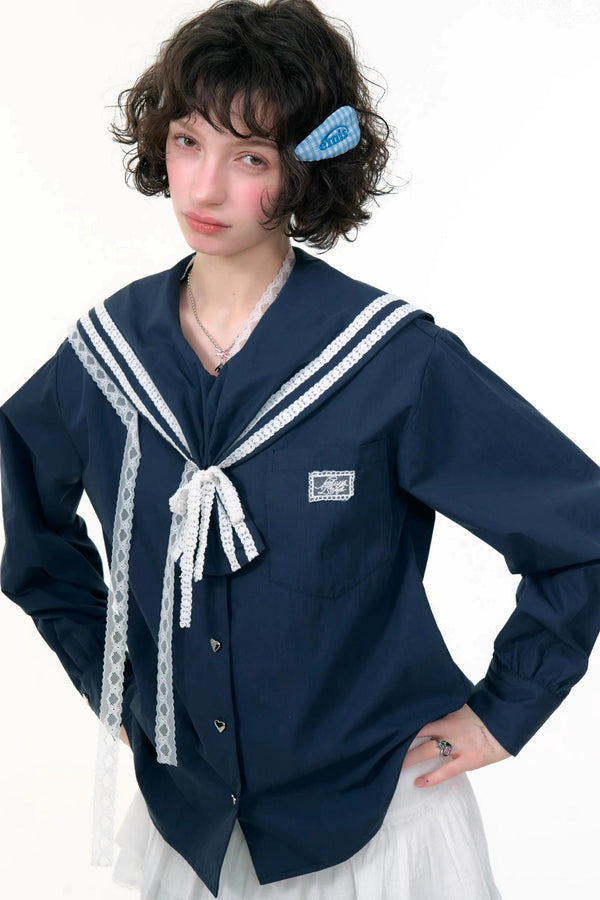 Design Sense Collar Belt Shirt