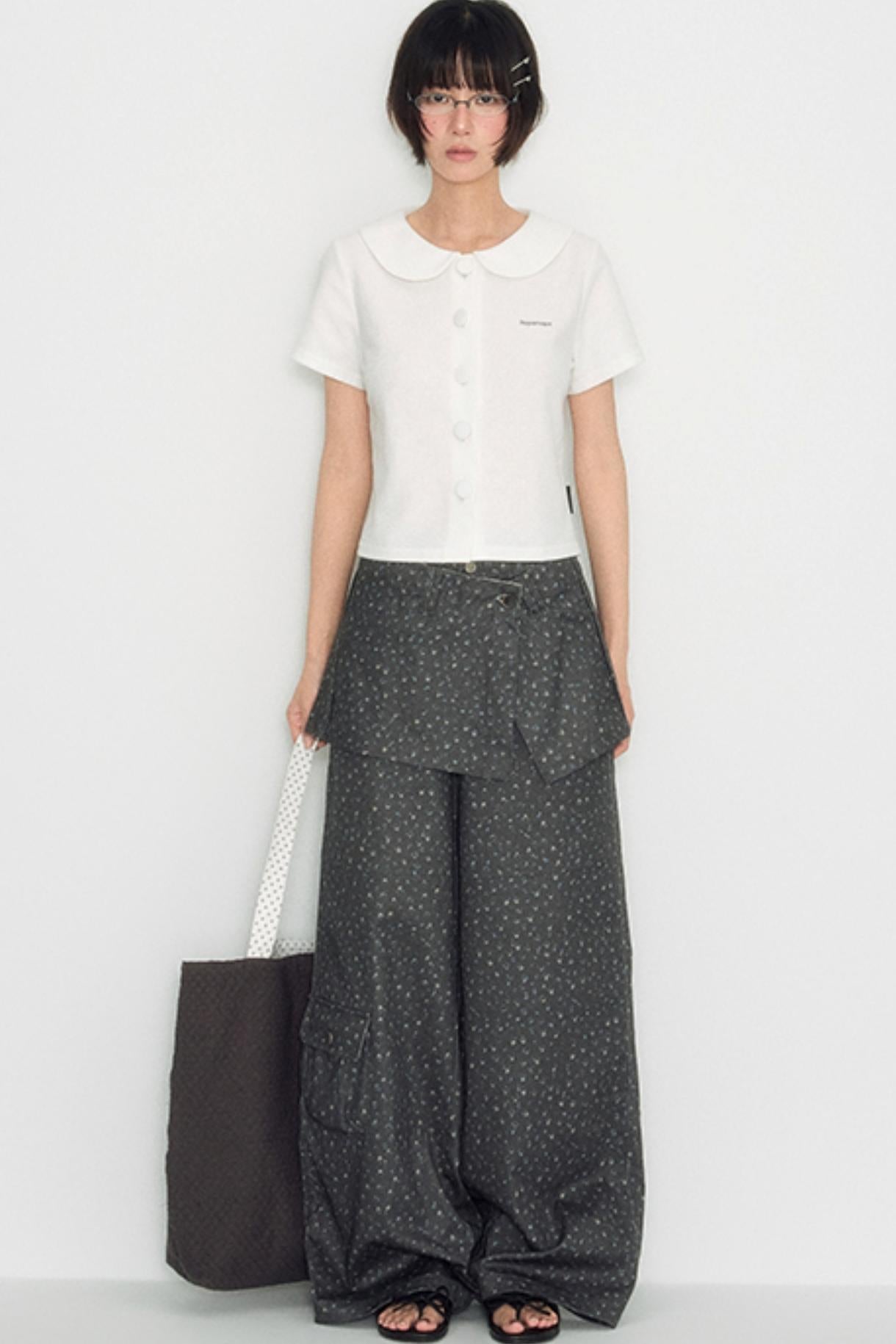 White Shoulder Crop Top