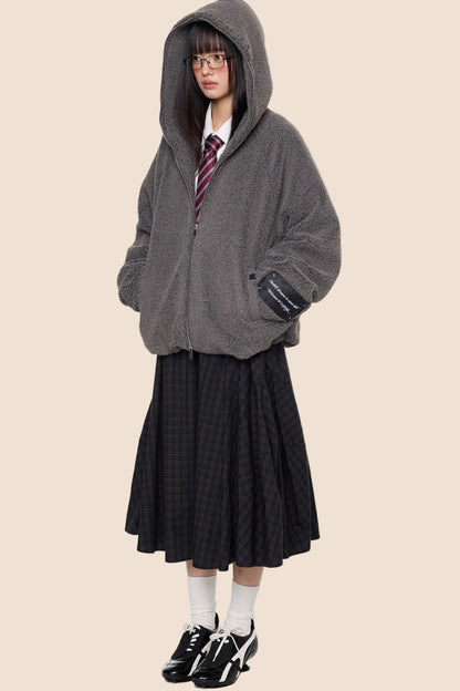 Lazy Retro Hooded Cardigan Jacket