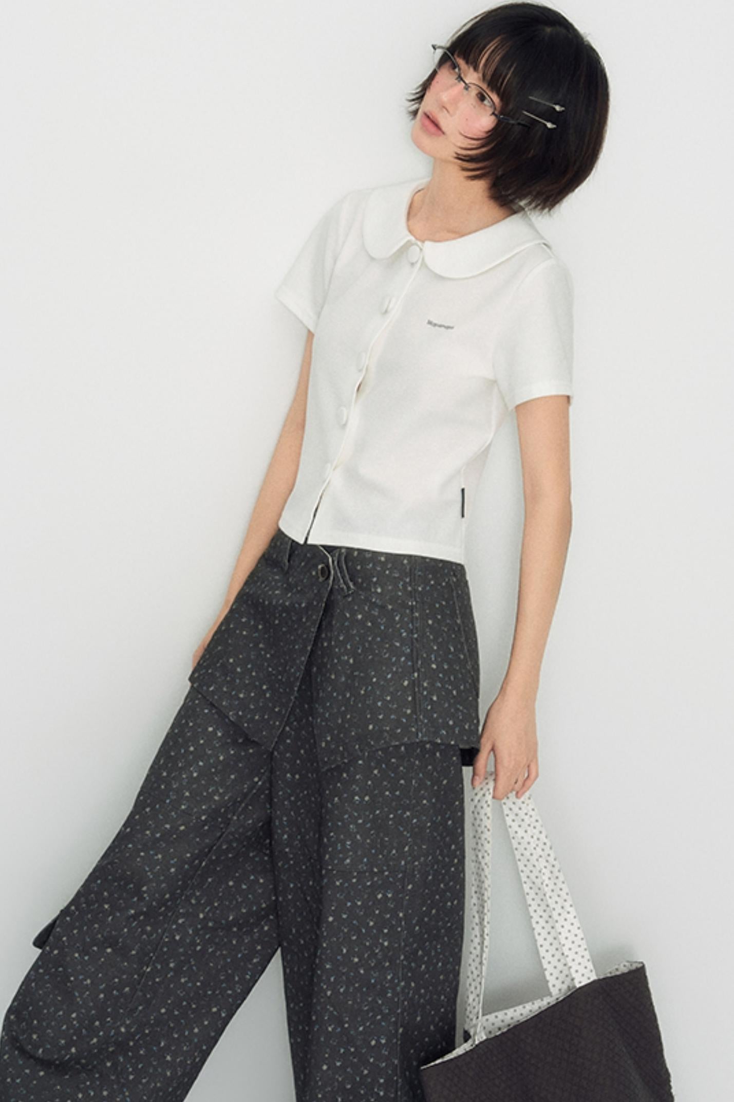 White Shoulder Crop Top