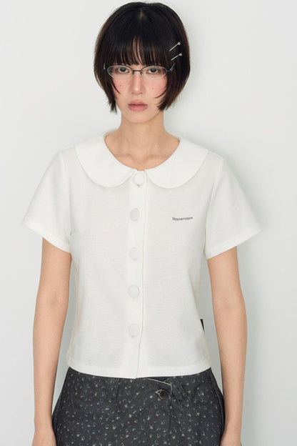 White Shoulder Crop Top