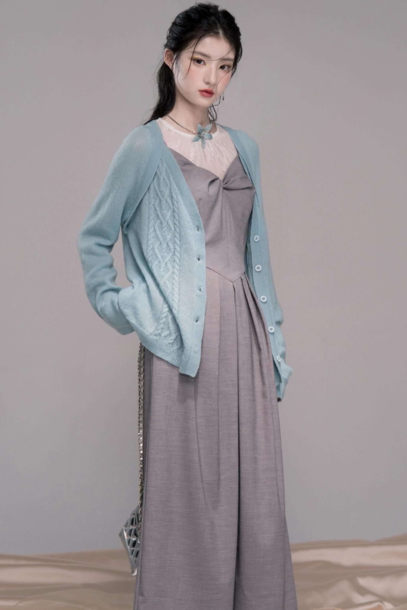 Wavy Wool Diamond Cardigan