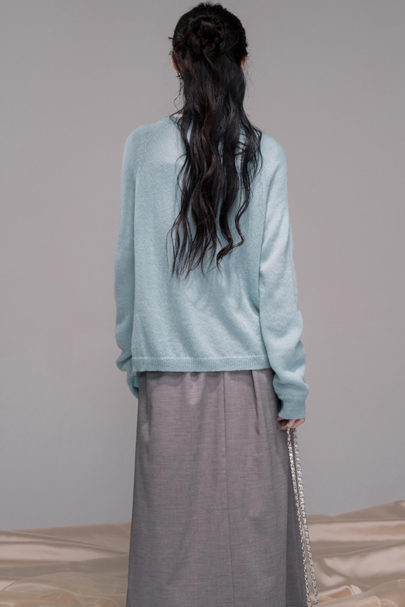 Wavy Wool Diamond Cardigan