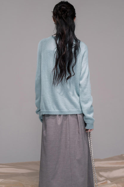 Wavy Wool Diamond Cardigan