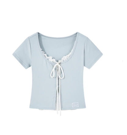 Color Block Knit V-Neck Top