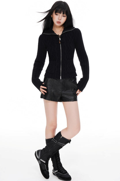 High Neck Slim Sweater Jacket