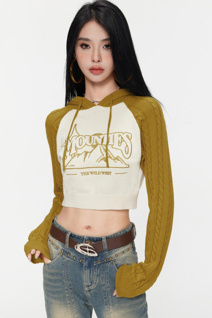 Contrasting Cropped Sweater