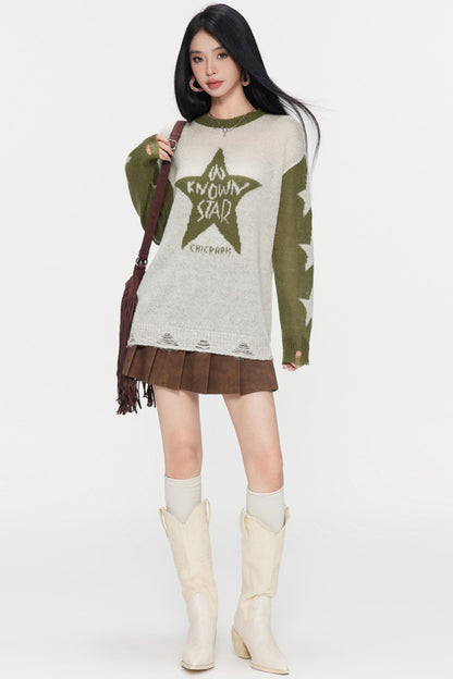Winter Monogram Color-Blocked Sweater