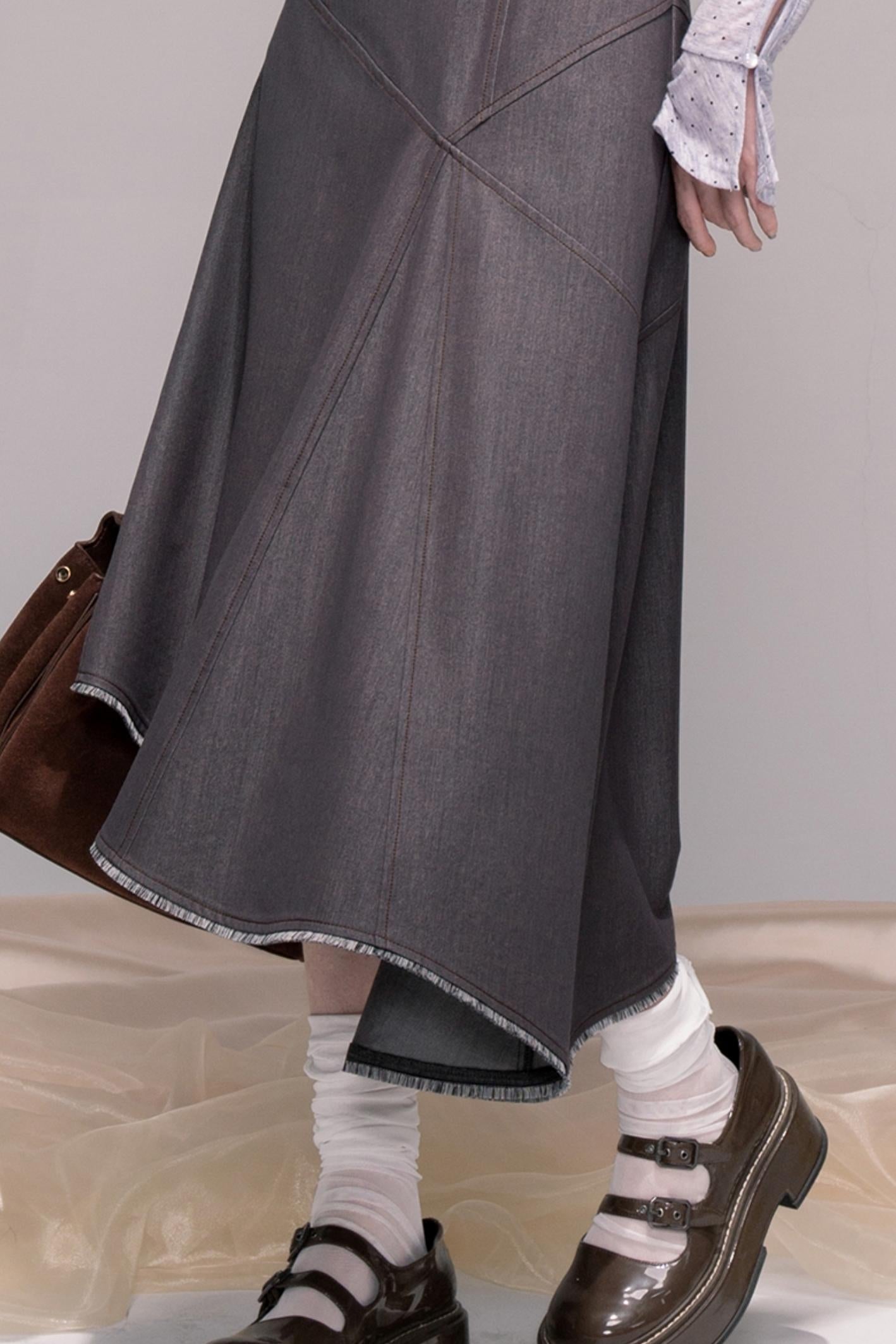 Twilight Gray Polka Dot Bib Dress Set