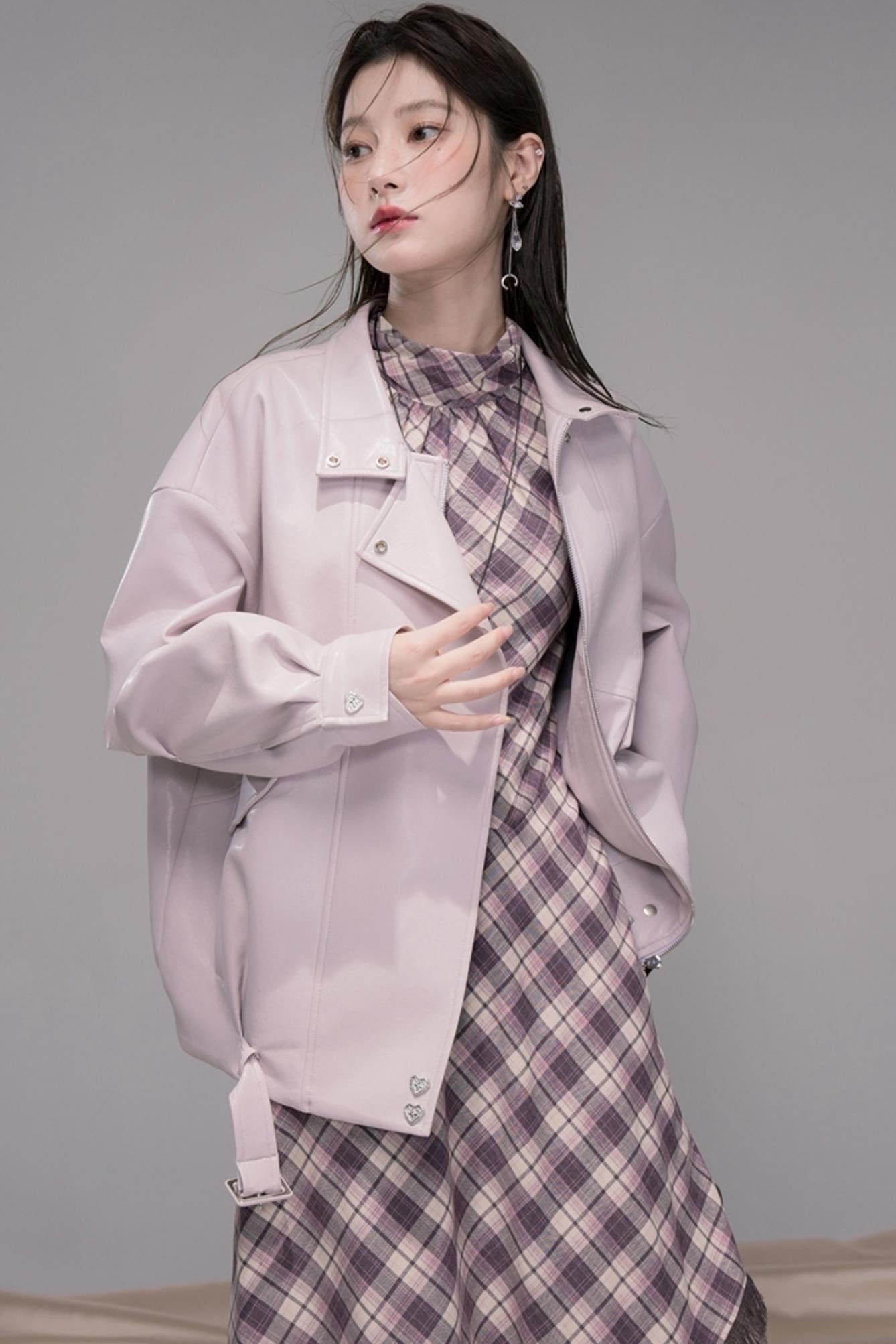 Dark Night Purple Plaid Fringe Dress