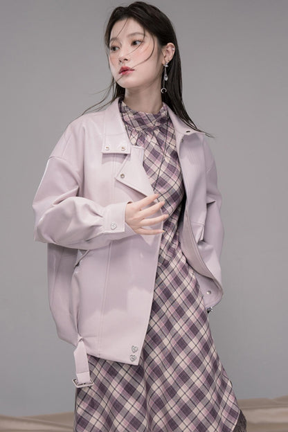 Dark Night Purple Plaid Fringe Dress