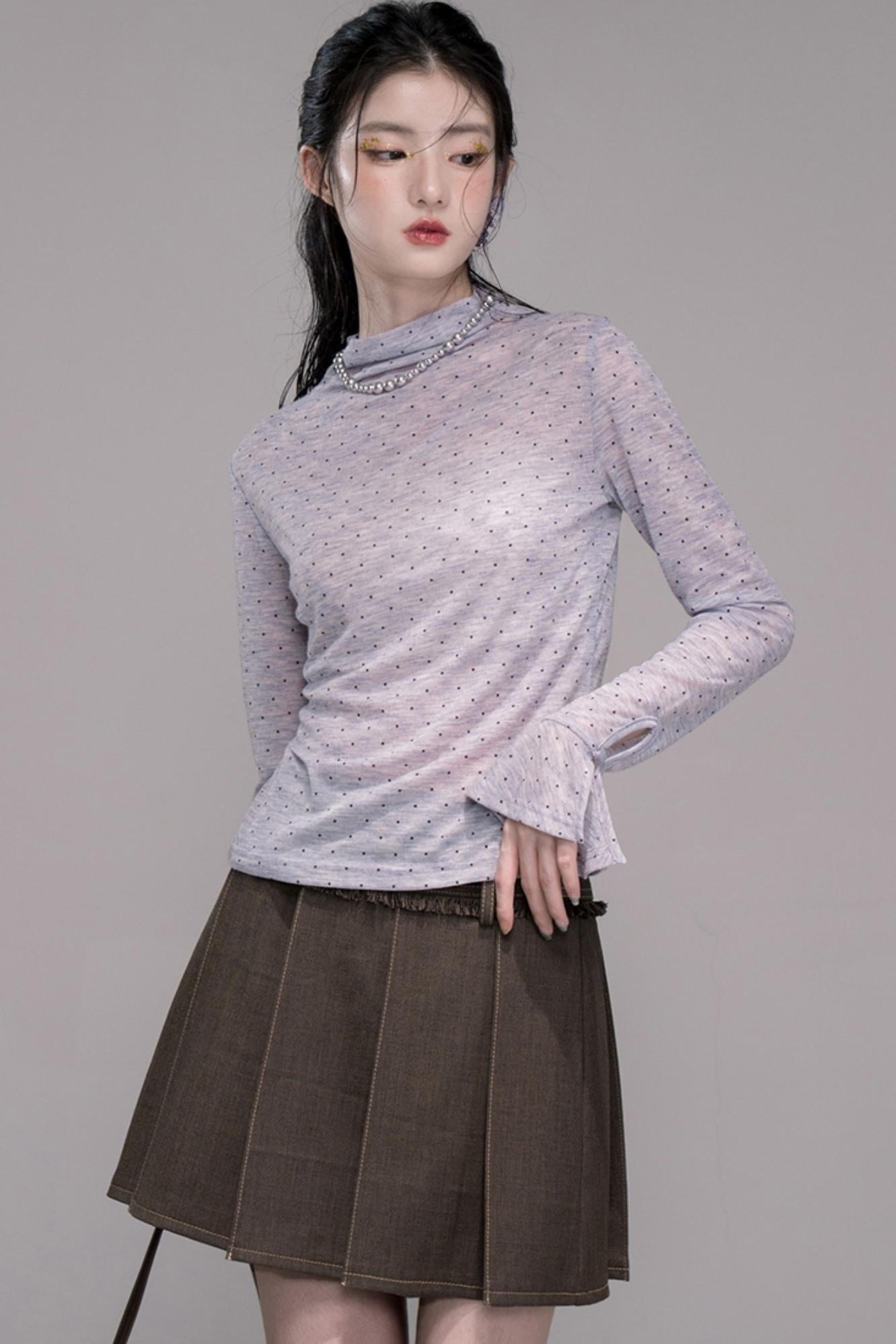 Twilight Gray Polka Dot Bib Dress Set