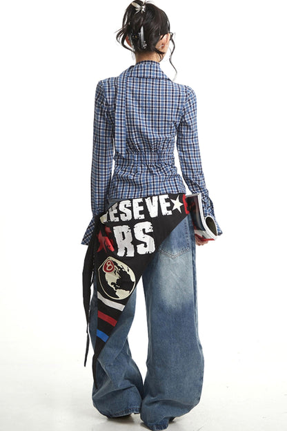 Vintage Pleated Slim Waist Shirt