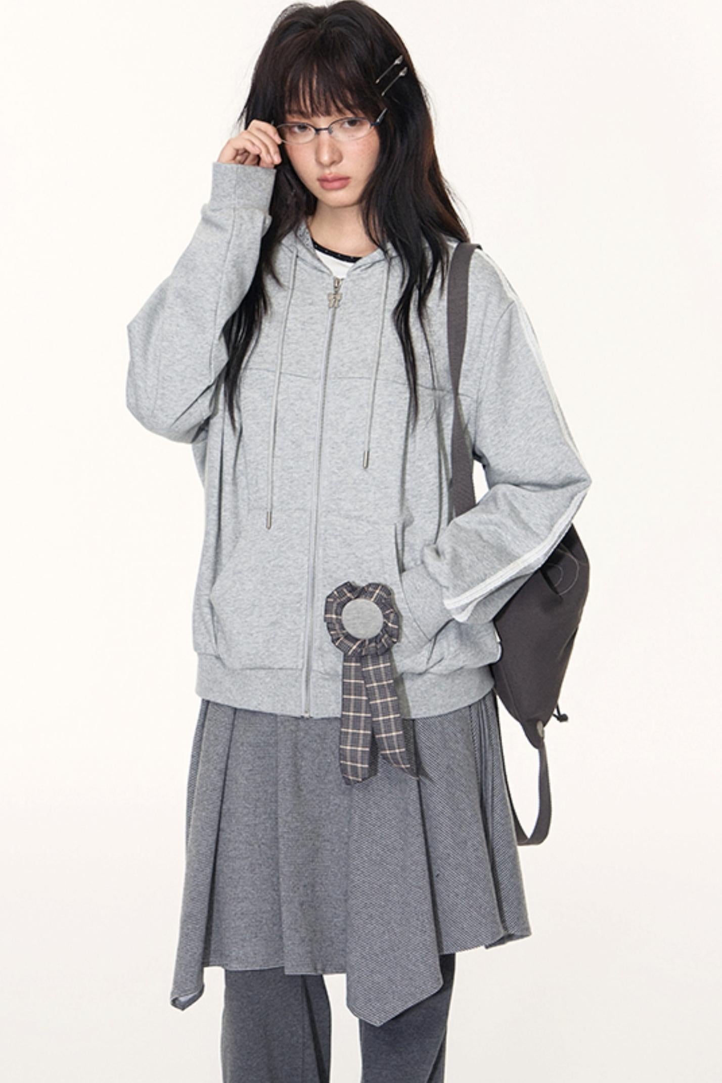 Lace Webbing Hoodie Top