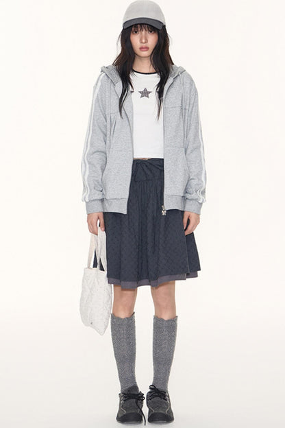 Lace Webbing Hoodie Top