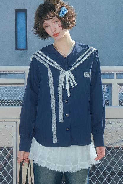 Design Sense Collar Belt Shirt