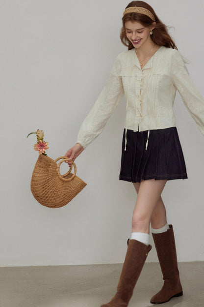 French Temperament V-Neck Shirt