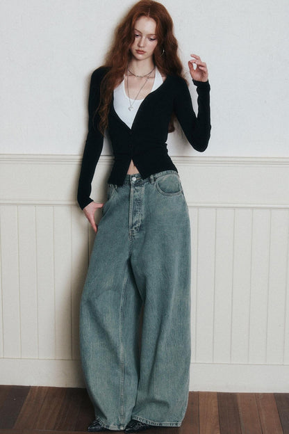 Layered Halterneck Knit Cardigan