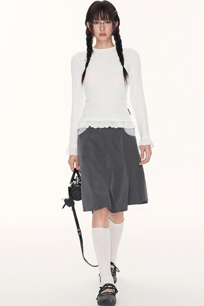 Korean Style Grid Mini Skirt Set-Up