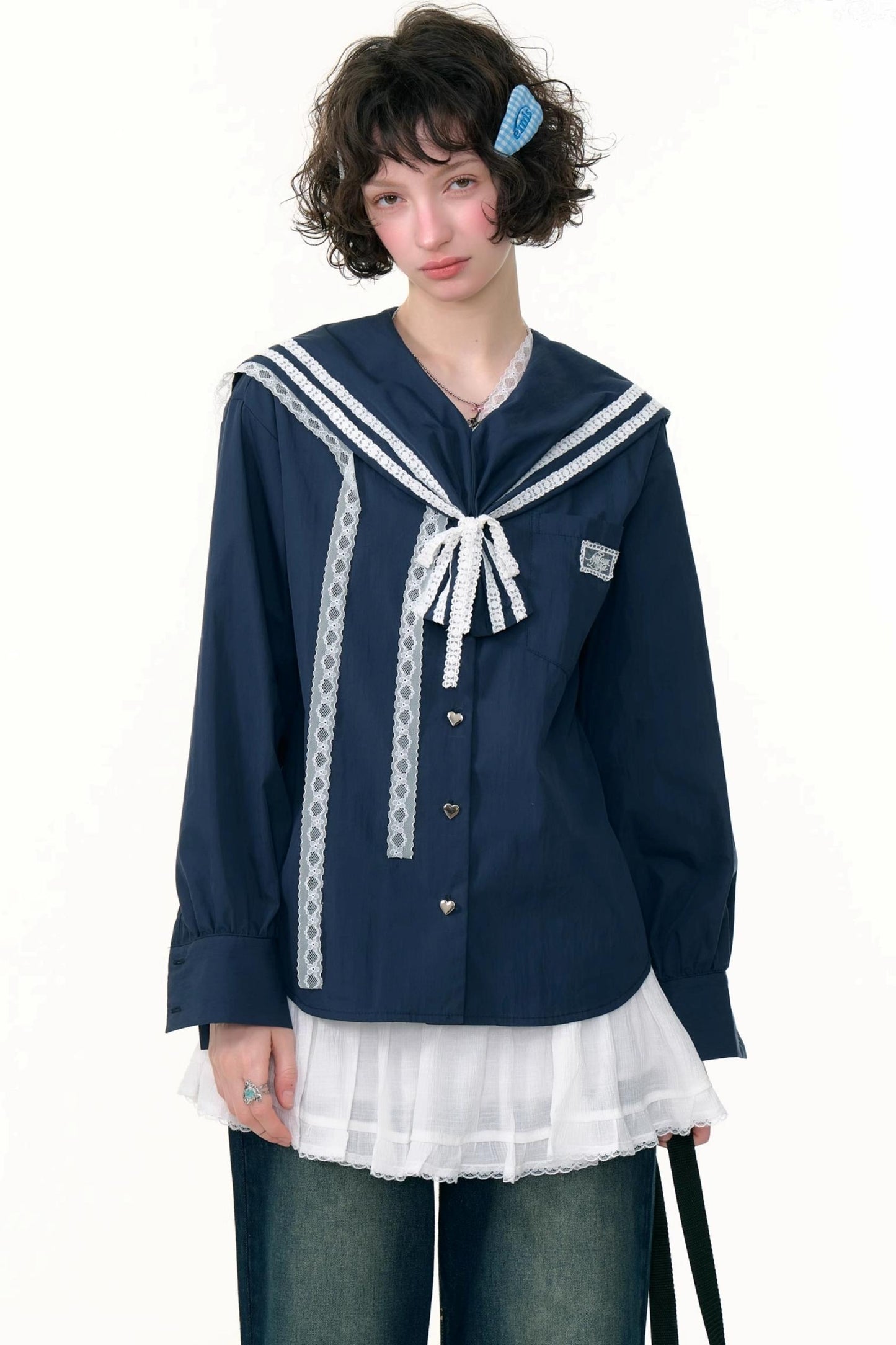 Design Sense Collar Belt Shirt