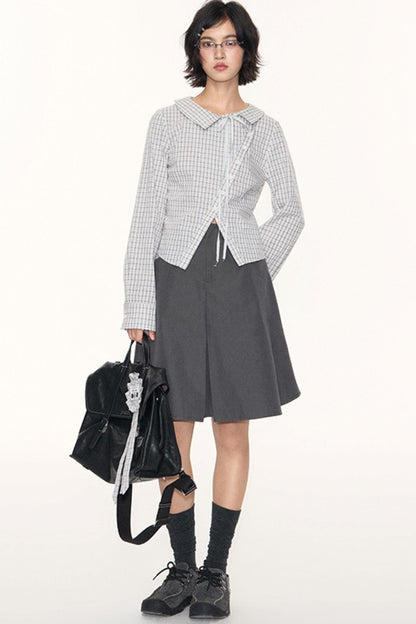 Korean Style Grid Mini Skirt Set-Up