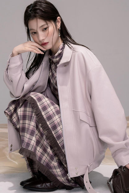 Dark Night Purple Plaid Fringe Dress