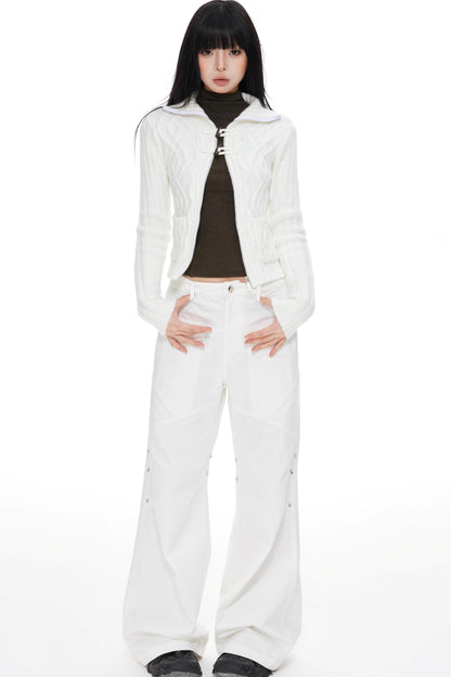 High Neck Slim Sweater Jacket