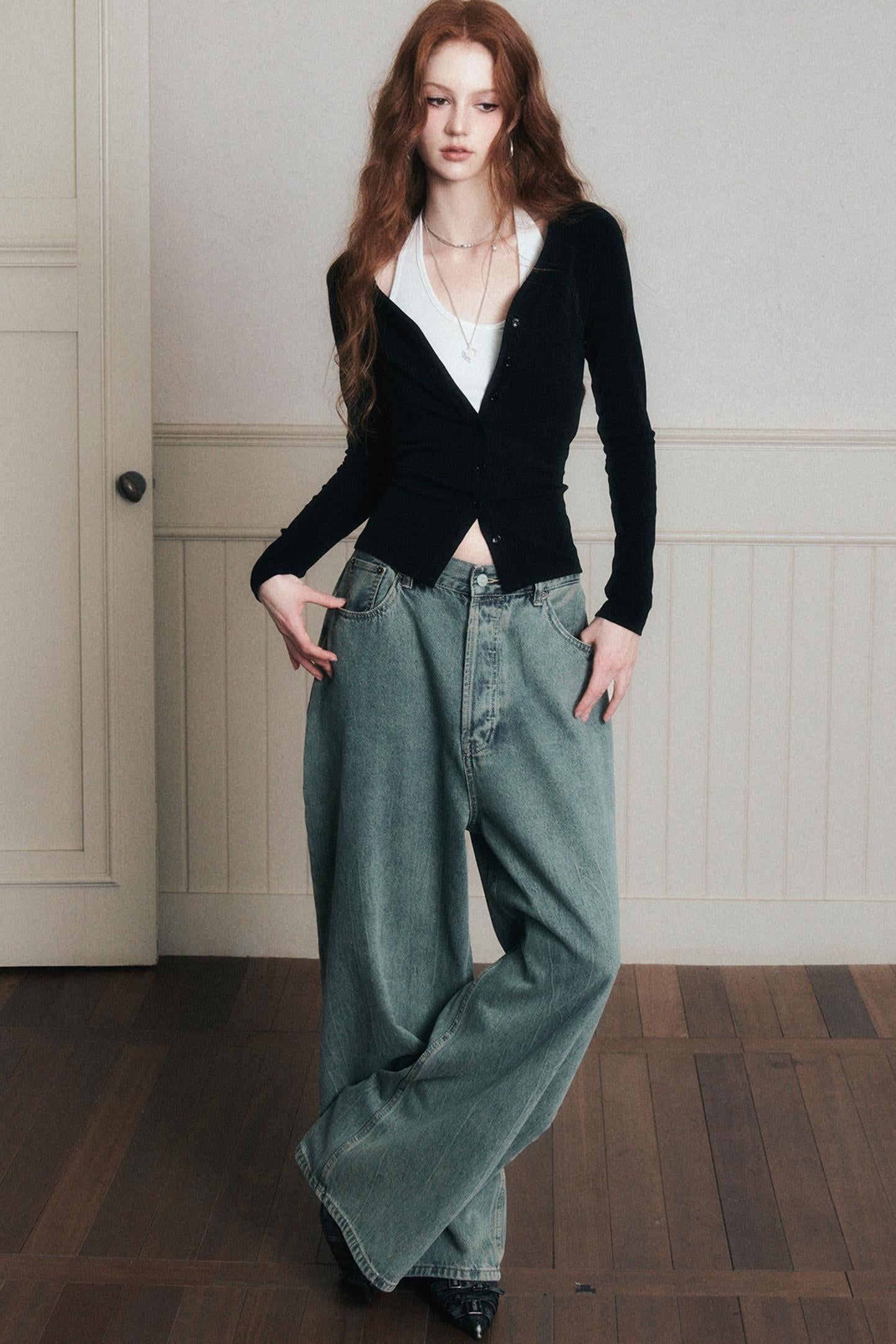 Layered Halterneck Knit Cardigan