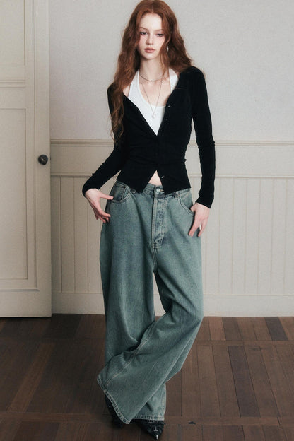 Layered Halterneck Knit Cardigan