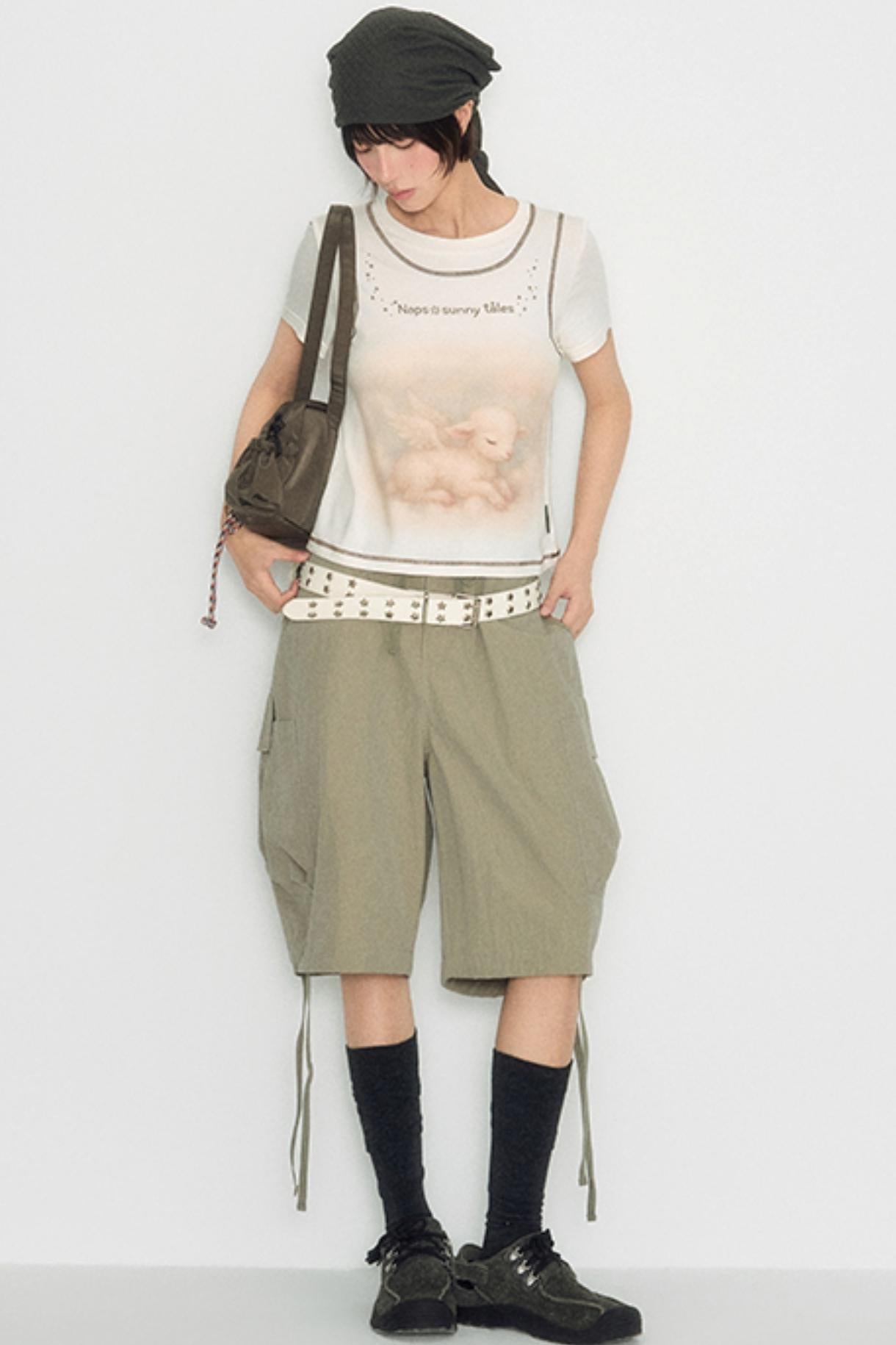 Lamb Print Short-Sleeved T-Shirt