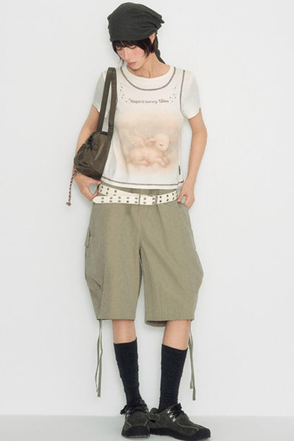 Lamb Print Short-Sleeved T-Shirt