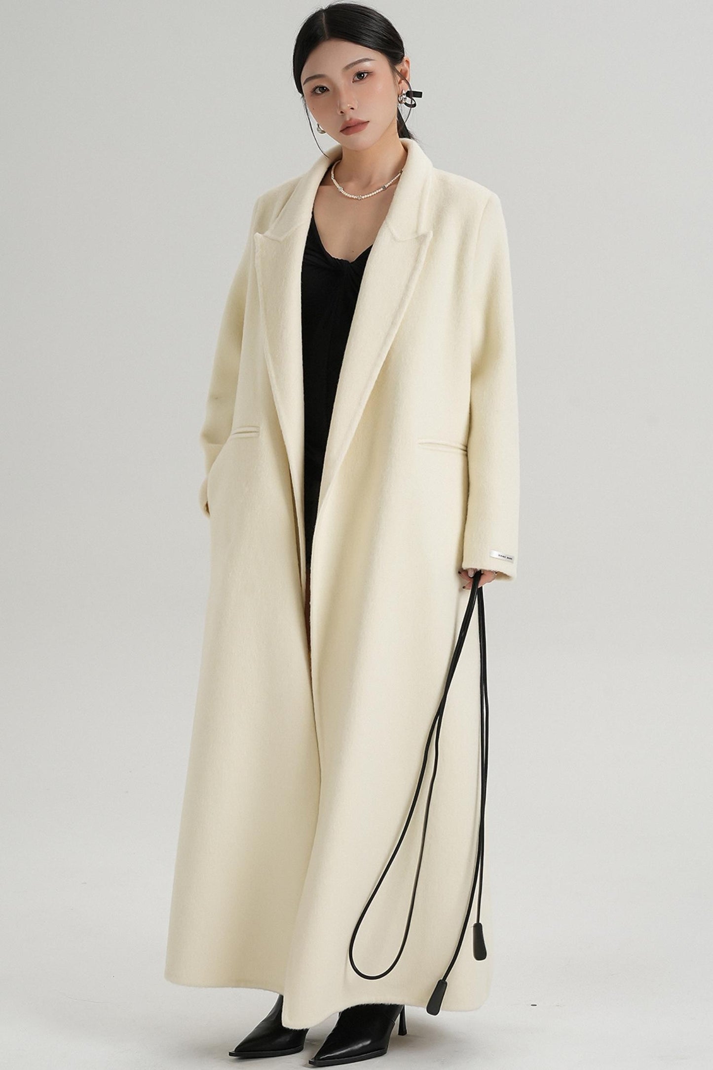Lace-Up Wool Coat