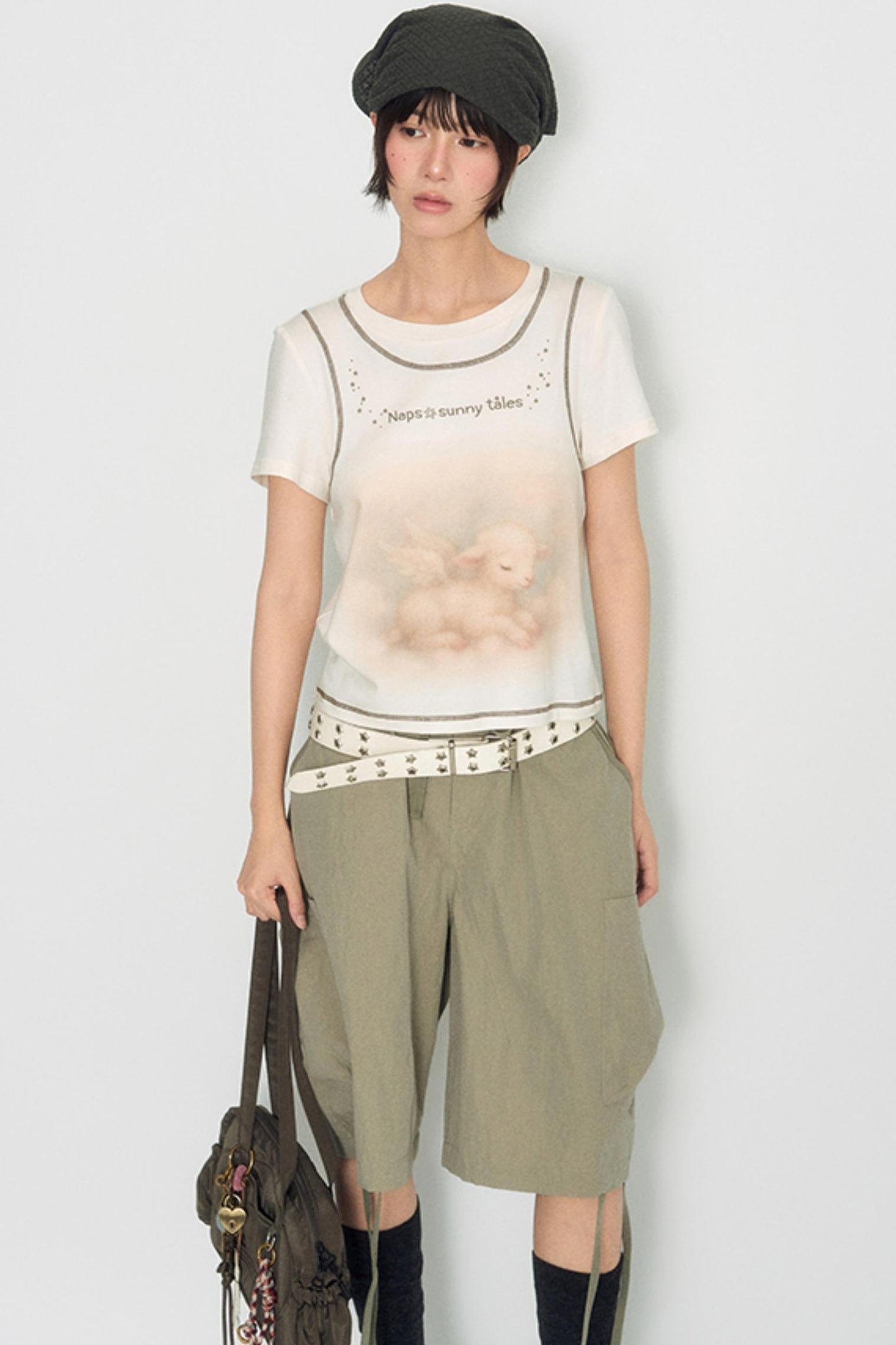 Lamb Print Short-Sleeved T-Shirt