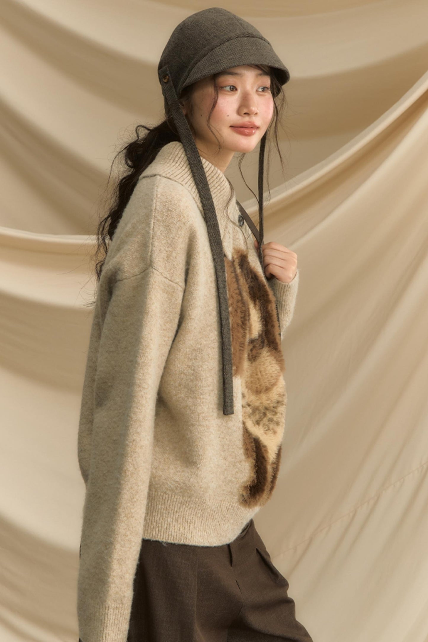 Autumn Puppy Retro Knitted Sweater