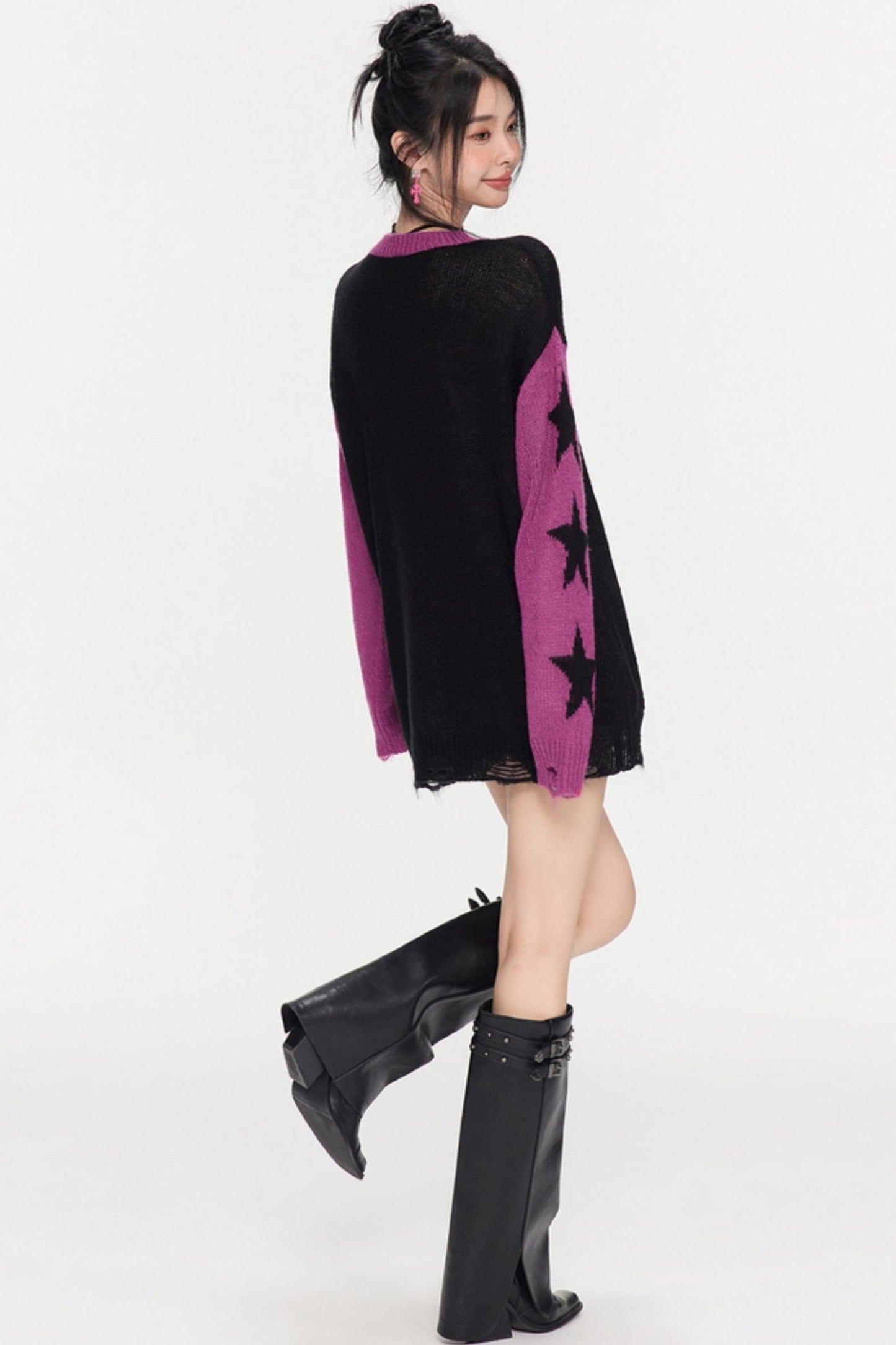 Winter Monogram Color-Blocked Sweater