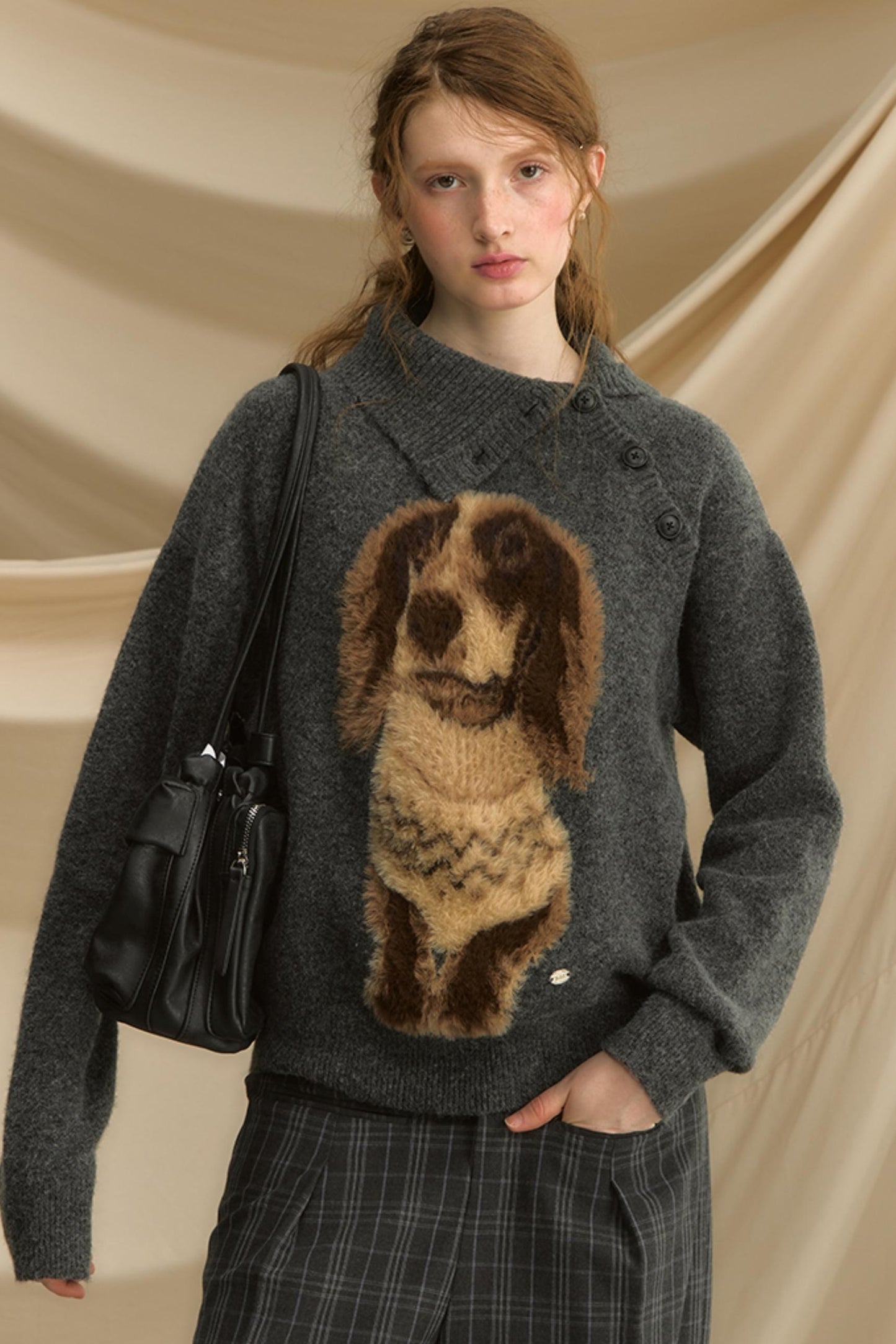 Autumn Puppy Retro Knitted Sweater
