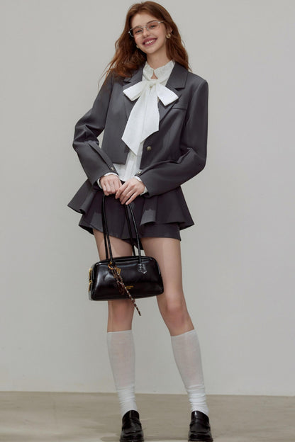 Autumn Gray Blazer Suit Set-Up