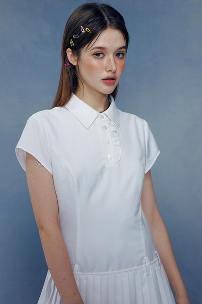 Lace Pleated Shirt Dress