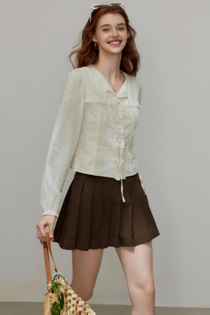 French Temperament V-Neck Shirt