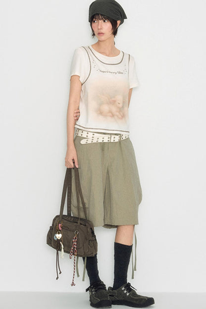 Lamb Print Short-Sleeved T-Shirt