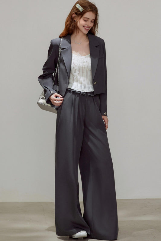 Autumn Gray Blazer Suit Set-Up