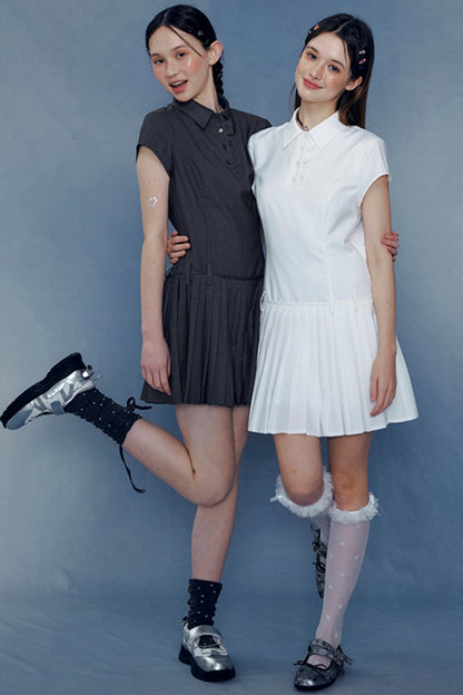 Lace Pleated Shirt Dress